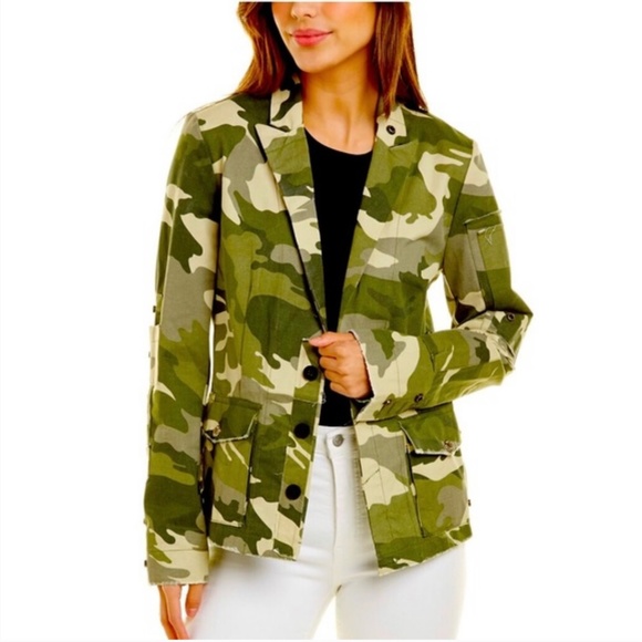 Zadig & Voltaire Virginia Camo Distressed Jacket Large NWT - Picture 1 of 16